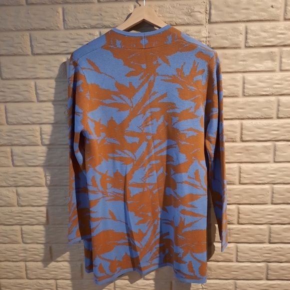 Soft Surroundings Cardigan Sweater Size Large Blue Rust Orange Royal Bay Open - Picture 7 of 11